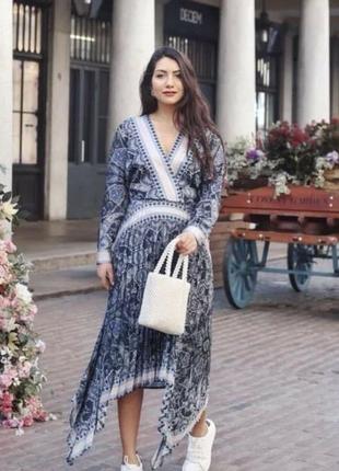 Платье сатиновое с асимметричным низом h&m