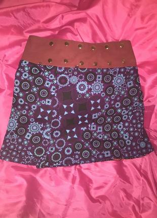 Юбка юбка двусторонняя необычная с отстегивающимся карманом3 фото
