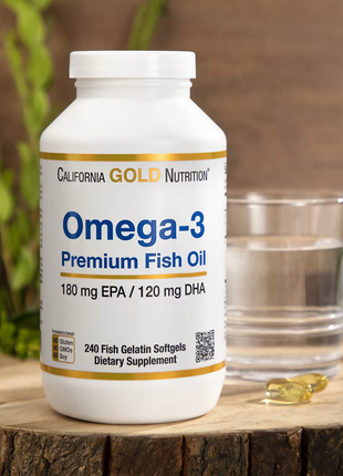 California gold nutrition, омега-3, рыбий жир премиум-класса, 240 мягких капсул с рыбным желатином5 фото