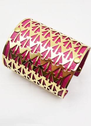 Невероятно стильный браслет бренд широкий золото и кожа