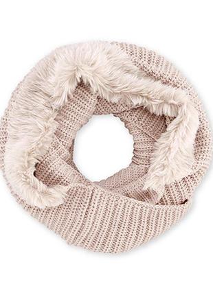 Мягкий согревающий снуд - шарф с мехом tchibo нижняя3 фото