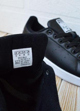 Кеды adidas stan smith чорные с белым, кожа женские кроссовки адидас мокасины3 фото