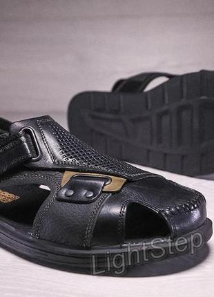 Мужские кожаные сандалии kristan rivet черные3 фото