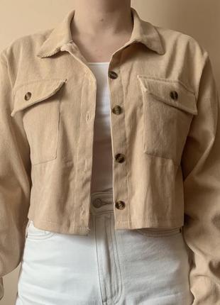 Укорочена трендова куртка сорочка нова оверсайз вельветова momokrom2 фото