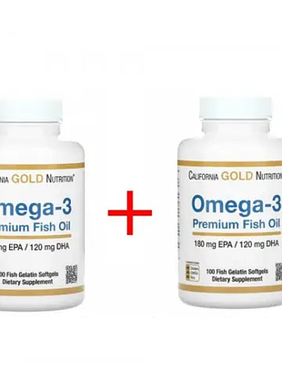 Набір california gold nutrition, омега-3, риб'ячий жир преміальної якості, 100 рибно-желатинових кап