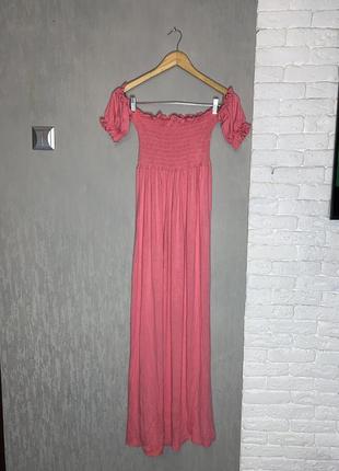 Длинное трикотажное платье сарафан boohoo, s-m1 фото