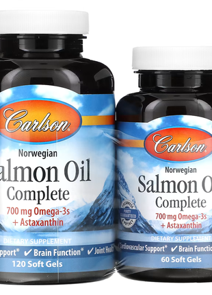 Carlson, жир норвежского лосося с астаксантином, 120 мягких желатиновых капсул + 60 капсул в подарок