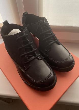 Дитячі чорні шкіряні кросівки ботинки туфлі rockport babies alden