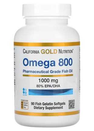 California gold nutrition, омега 800, рыбий жир фармацевтической степени чистоты, 80% эпк/дгк, в фор