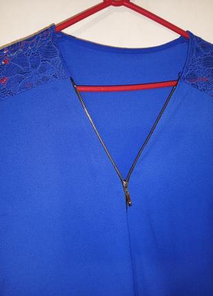 Стильная,яркая,стрейч блузка с гипюром и молнией,большого размера,италия,italia5 фото