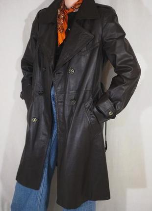 Винтажный итальянский тренч пальто из натуральной кожи anfor кожаный плащ ретро8 фото