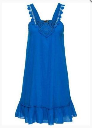 Сукня з мереживною обробкою в області вирізу bodyflirt/ bonprix електрик літній/сукня/літнє плаття 36 на пляж1 фото