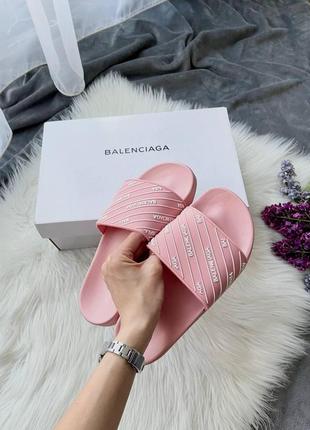 Женские шлепанцы slides small logo pink / smb