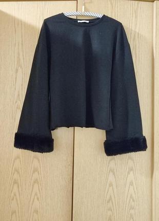 Кофточка с меховыми рукавами zara trafaluc