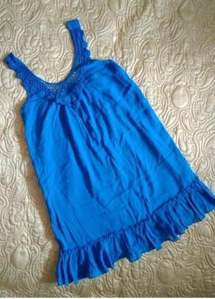 Сукня з мереживною обробкою в області вирізу bodyflirt/ bonprix електрик літній/сукня/літнє плаття 36 на пляж