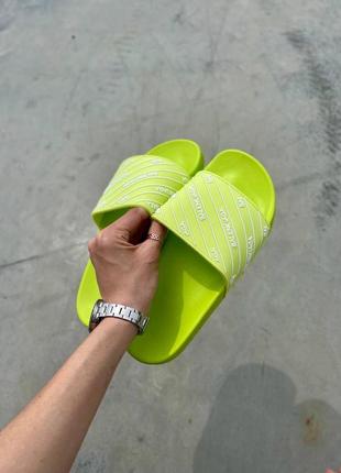 Жіночі шльопанці  slides small logo neon green знижка sale / smb ✔️