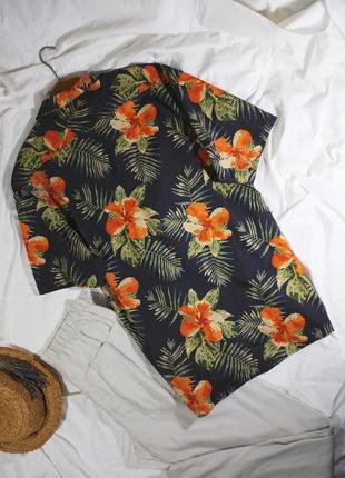 Тропическая хлопковая оверсайз рубашка george casual 🪴5 фото