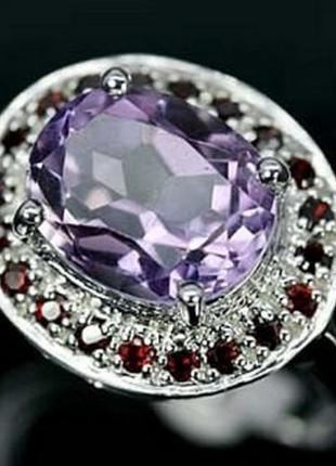 Серебряное кольцо с аметистом и гранатом 17p