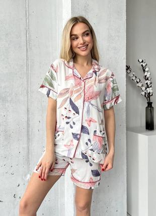 Летняя пижама: рубашка и шорты штапель к6249