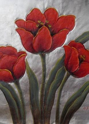Картина "красные тюльпаны"