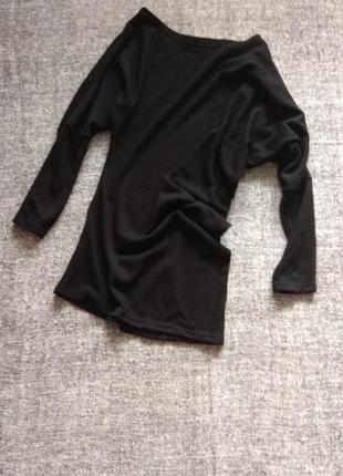 Модный черный джемпер оригинального кроя от бренда ax-размер м2 фото