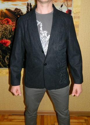 Пиджак мужской стильный тёмно-серый renuar man размер 52-54.5 фото