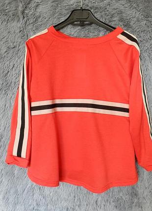 ✅летний тонкий укороченный лонгслив рукав 3\4 тонкий трикотаж с лампасами на спинке