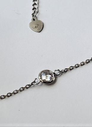 Серебряный браслет на ногу с белым камнем серебро 925 покрыто родием размер 23 - 26см 1981573 1.46г3 фото
