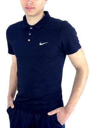Модная  polo футболка мужская легкая повседневная синяя | футболки поло мужские брендовые5 фото