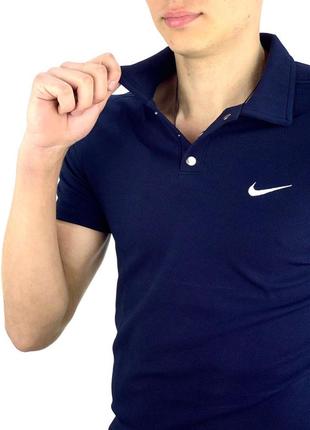 Модная  polo футболка мужская легкая повседневная синяя | футболки поло мужские брендовые6 фото