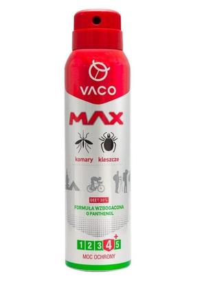 Аерозоль, репелент спрей проти комарів, кліщів, комах із пантенолом vaco max 100 мл ( польща)