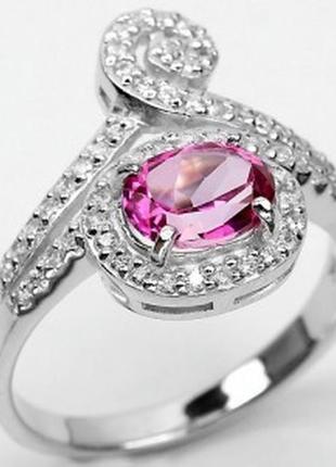 Кольцо с розовым топазом в серебре 19p