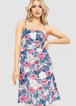 Комфортное женское платье с принтом сезон лето-демисезон цвет молочно-розовый fg_00823