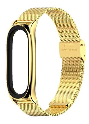Металевий ремінець міланська петля milano jobs classic для xiaomi mi band 7 золото (mrk2331)