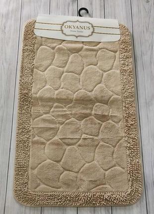 Набір килимків для ванної кімнати okyanus турція бежевий1 фото
