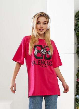 Женская футболка оверсайз valenciaga малина s-xl
