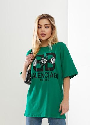 Женская футболка оверсайз balenciaga зеленый s-xl