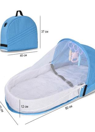 Сумка пеленатор ліжечко з москітною сіткою блакитний6 фото