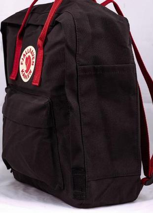 Рюкзак fjällräven kanken classic черный с бордовыми ручками3 фото