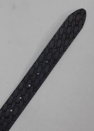 Ремінь 01.081.253 чорний шкіряний завширшки 40 мм із класичною пряжкою. накатка «плетення».3 фото