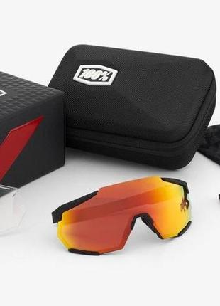 Окуляри ride 100% racetrap - soft tact black - hiper red multilayer mirror lens, mirror lens, mirror lens4 фото