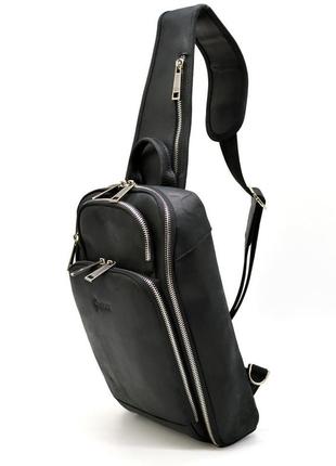 Кожаный рюкзак-слинг нагрудная сумка tarwa ra-0910-4lx черный