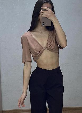 Топ shein s/8/36  мелкий рубчик цвет карамели