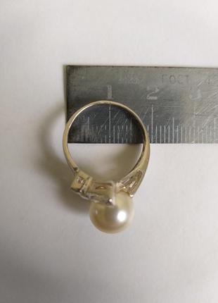 Серебряное кольцо с жемчугом. серебро 925 проба с трезубцем. срiбло.8 фото