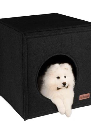 Будиночок куб для кота собаки 45х45х45 см чорний