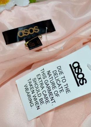 Брендовое розовое атласное макси платье с розой asos этикетка4 фото