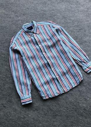 Шикарна сорочка з льону faconnable club linen stripe shirt multicolor