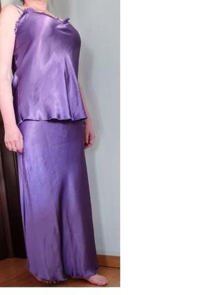 Костюм шелковый фиолетового цвета, италия1 фото