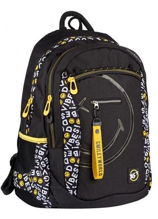 Рюкзак шкільний "yes" t-121 552511  "smiley world.black&yellow"  чорний, шт