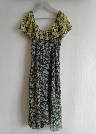 Zara сукня в квітковий принт з розрізом4 фото